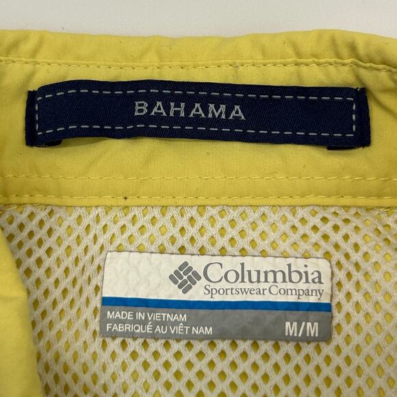 Columbia PFG Omni-Shade Bahama Button Front Shirt Fishing Vented Yellow M Medium - Picture 10 of 12